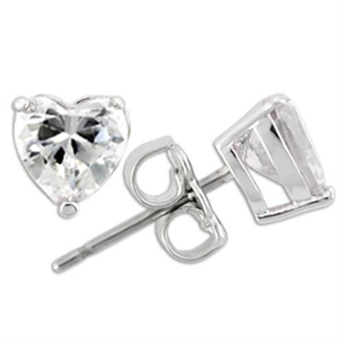JCE166 Rhodium 925 Sterling Silver Earrings with AAA Grade CZ  in Clear