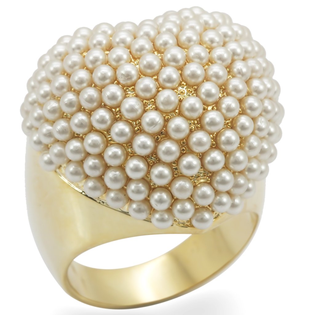 JCE058 Gold Brass Ring with Synthetic  in Citrine Yellow