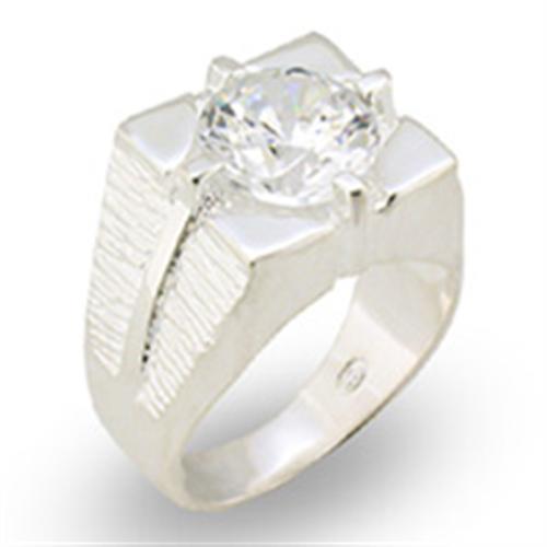 JCE533 High-Polished 925 Sterling Silver Ring with AAA Grade CZ  in Clear