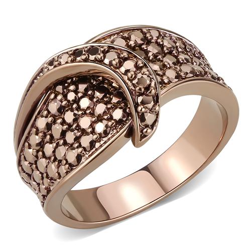 JCE1099 IP Coffee light Brass Ring with AAA Grade CZ  in Light Coffee