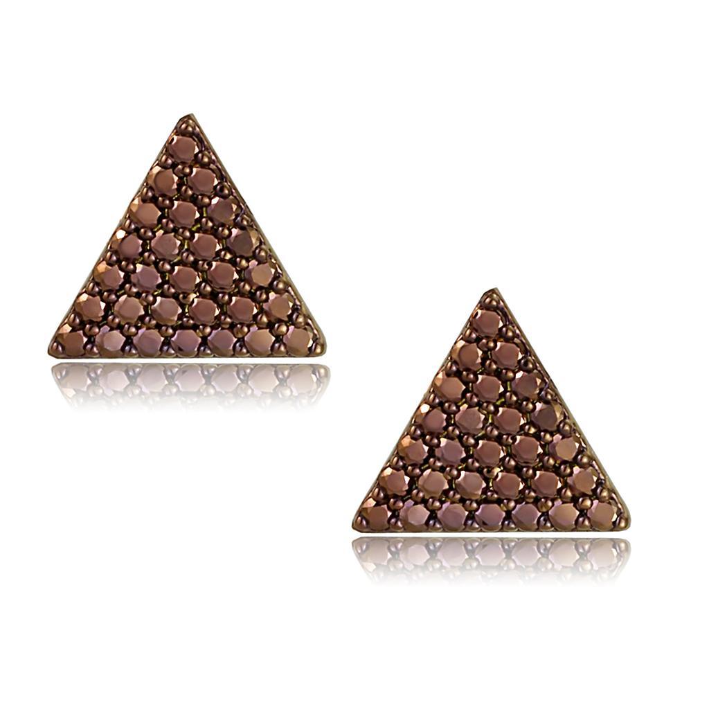 JCE1122 IP Coffee light Brass Earrings with AAA Grade CZ  in Light Coffee