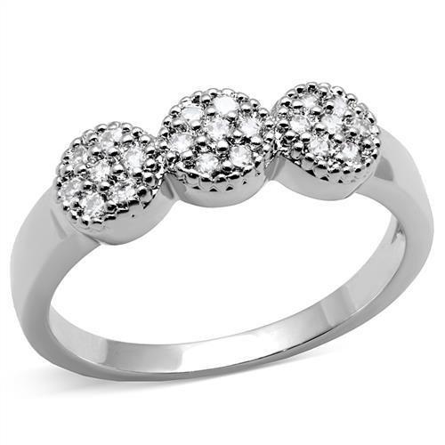 JCE1220 Rhodium Brass Ring with AAA Grade CZ  in Clear