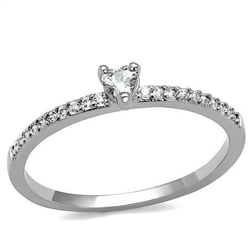 JCE1224 Rhodium Brass Ring with AAA Grade CZ  in Clear