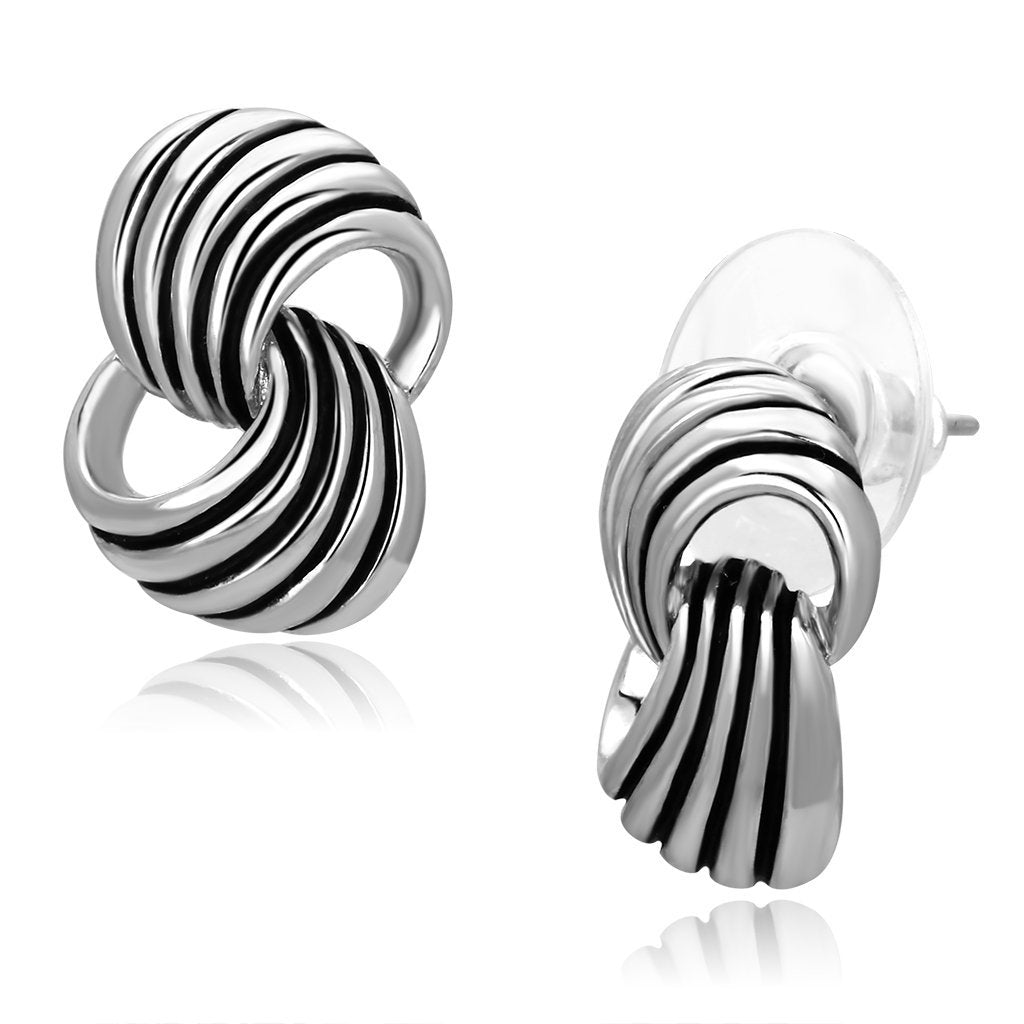 JCE343 Rhodium Brass Earrings with Epoxy  in Jet