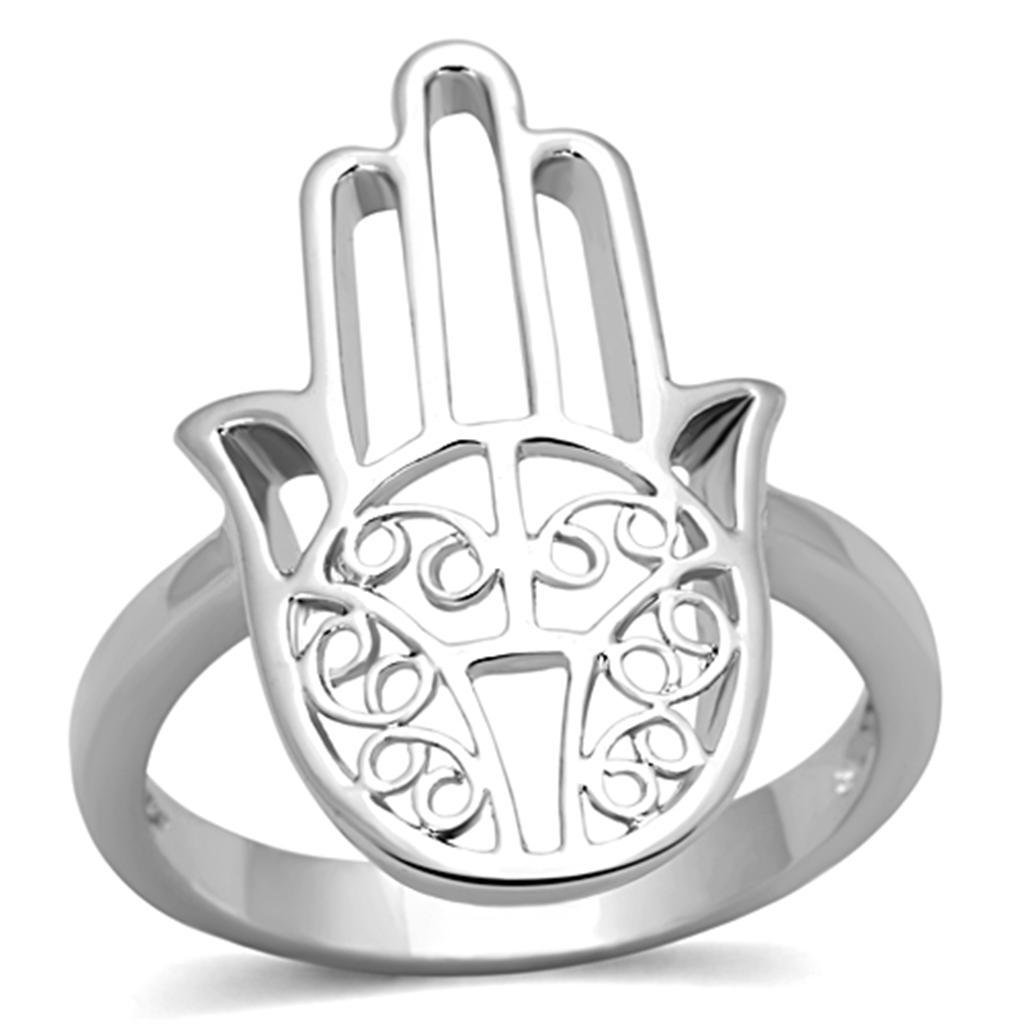 JCE486 Rhodium Brass Ring with No Stone