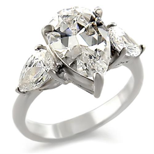 JCE3409 High-Polished 925 Sterling Silver Ring with AAA Grade CZ  in Clear