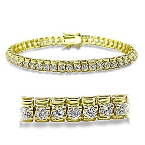 JCE5906 Gold Brass Bracelet with AAA Grade CZ  in Clear