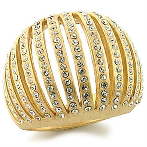 JCE174 Gold Brass Ring with Top Grade Crystal  in Clear
