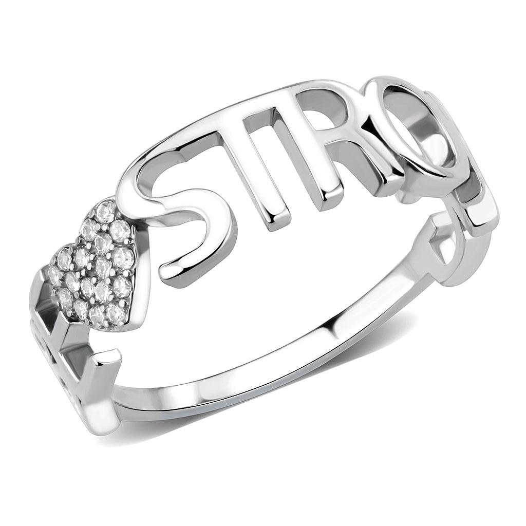 JCE2356 High polished (no plating) Stainless Steel Ring with AAA Grade CZ  in Clear