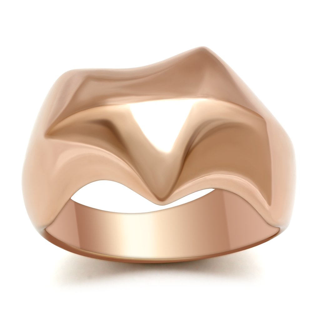 JCE161 IP Rose Gold(Ion Plating) Brass Ring with No Stone
