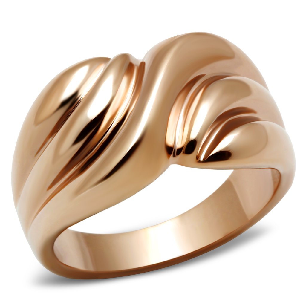 JCE214 IP Rose Gold(Ion Plating) Brass Ring with No Stone