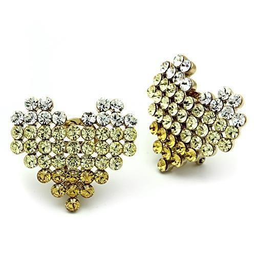 JCE333 IP Gold(Ion Plating) Brass Earrings with Top Grade Crystal  in Multi Color