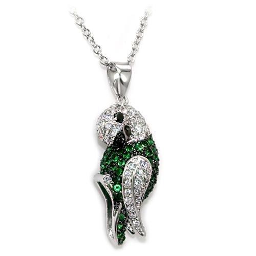 JCE1567 Rhodium + Ruthenium Brass Chain Pendant with AAA Grade CZ  in Multi Color