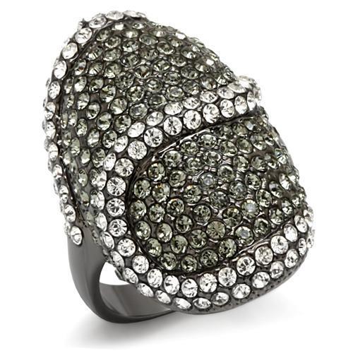 JCE1626 TIN Cobalt Black Brass Ring with Top Grade Crystal  in Black Diamond