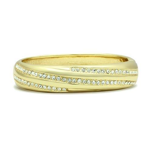 JCE2150 Flash Gold White Metal Bangle with Top Grade Crystal  in Clear