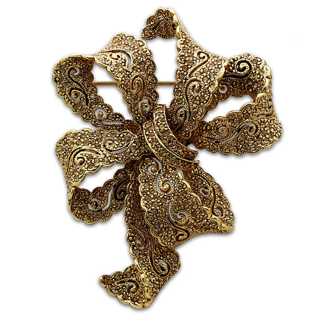 JCE2403 Gold White Metal Brooches with Top Grade Crystal  in Citrine Yellow