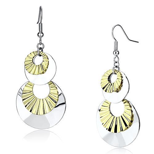 JCE2656 Reverse Two-Tone Iron Earrings with No Stone