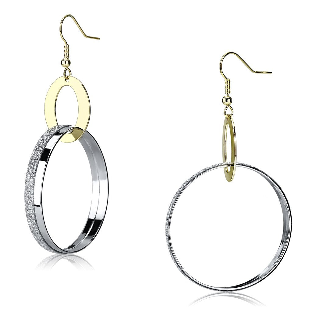 JCE2706 Reverse Two-Tone Iron Earrings with No Stone