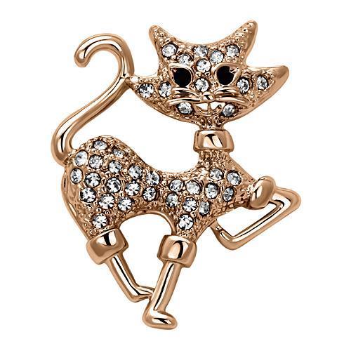 JCE2820 Flash Rose Gold White Metal Brooches with Top Grade Crystal  in Clear