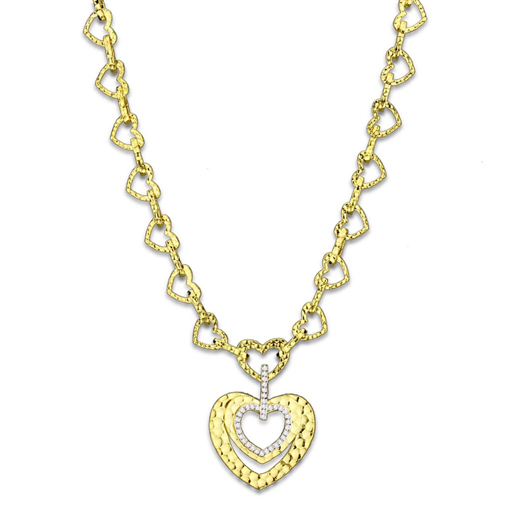 JCE3341 Gold Brass Necklace with AAA Grade CZ  in Clear
