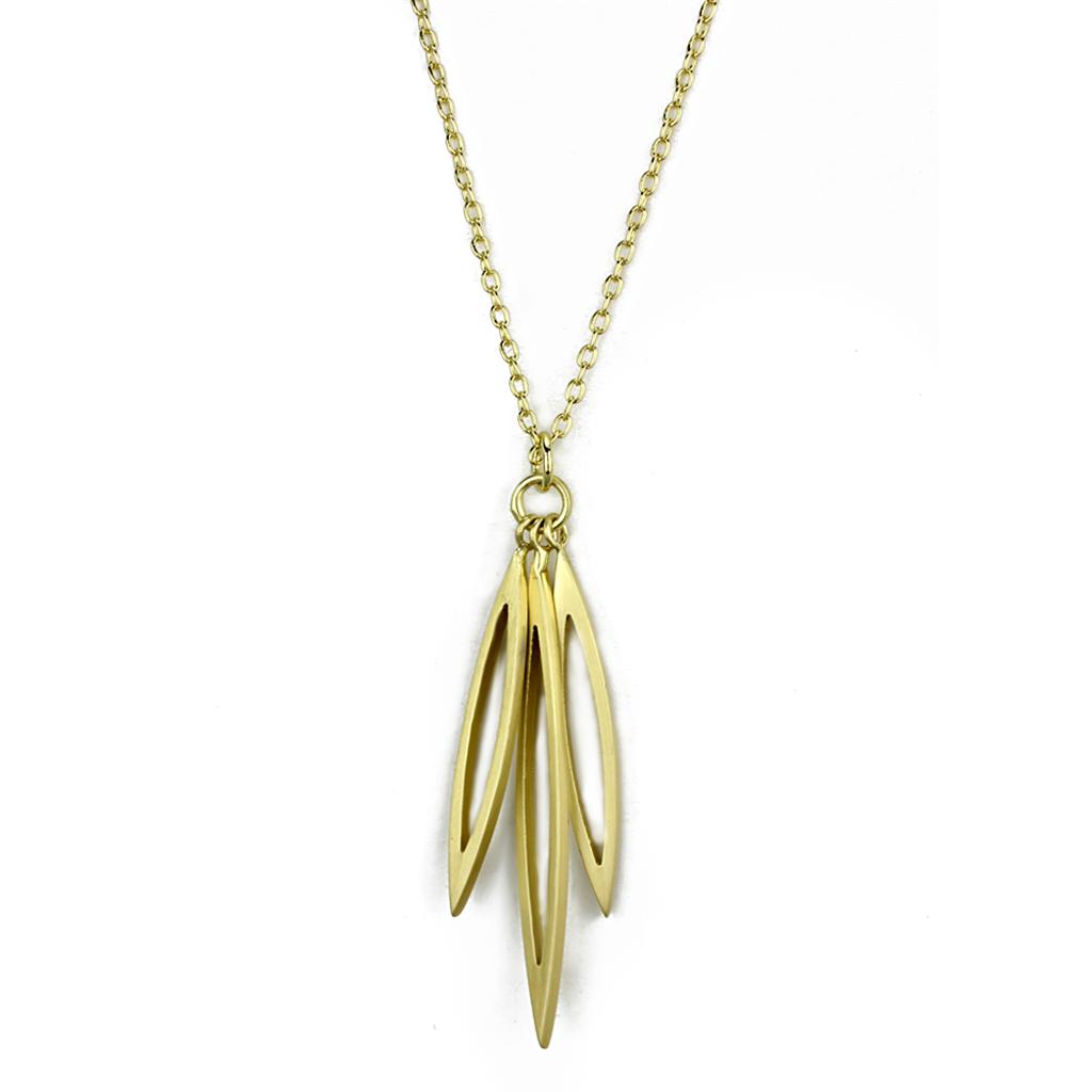 JCE3712 Gold & Brush Brass Chain Pendant with No Stone