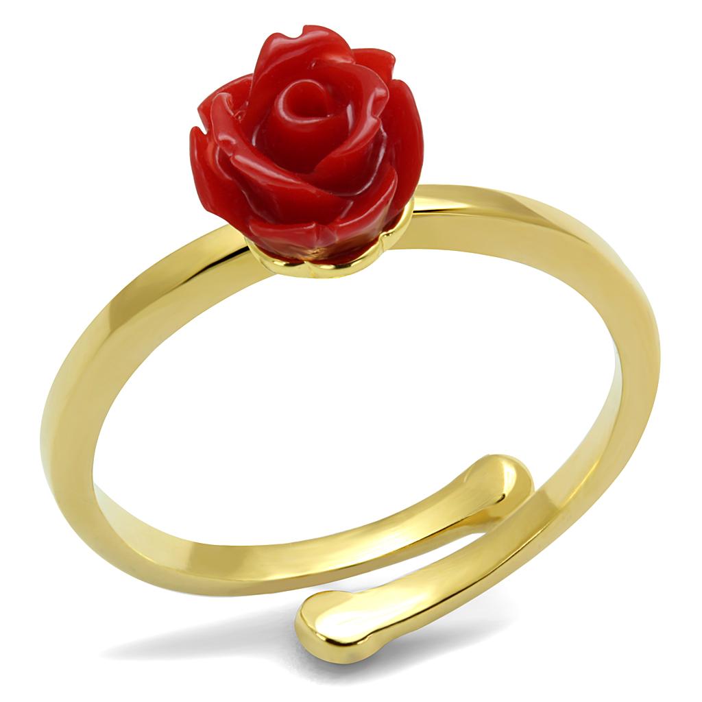 JCE4058 Flash Gold Brass Ring with Synthetic Synthetic Stone in Siam