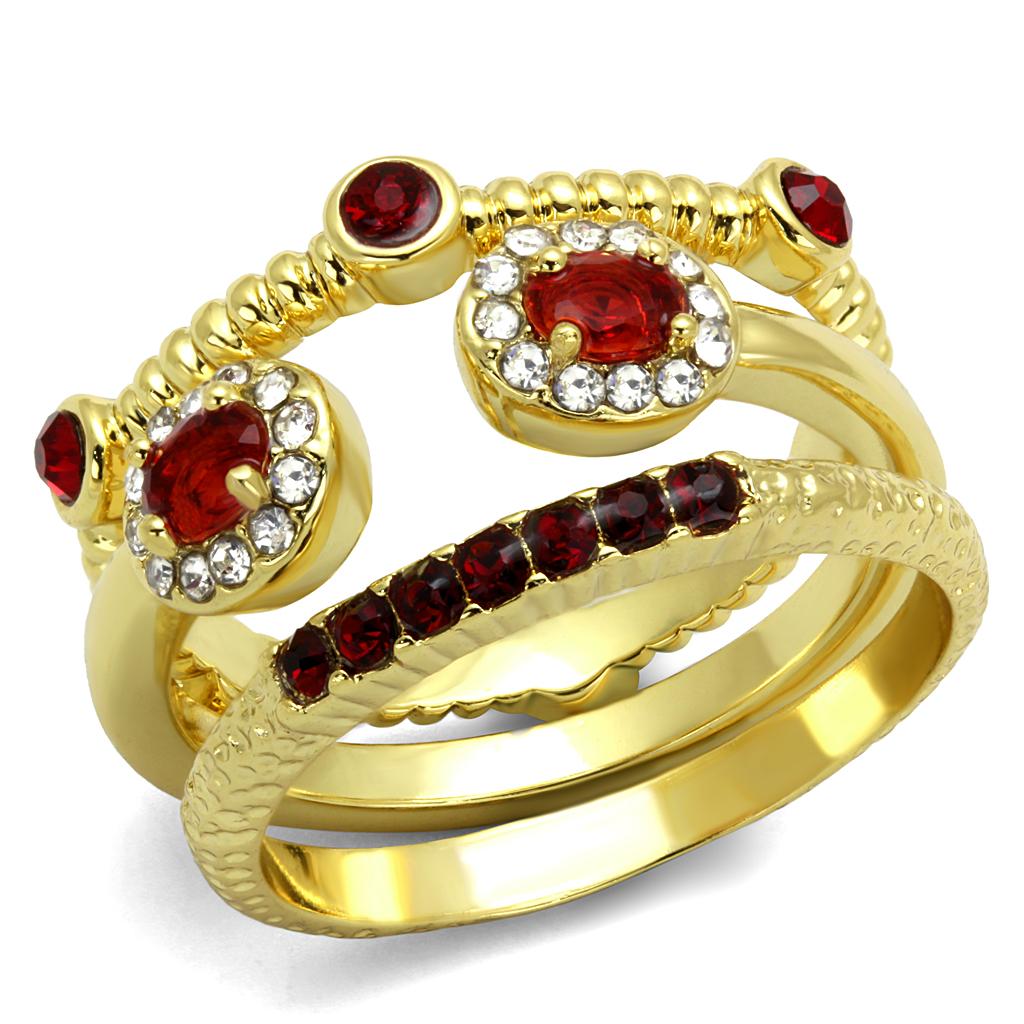 JCE4116 Gold Brass Ring with Top Grade Crystal  in Siam