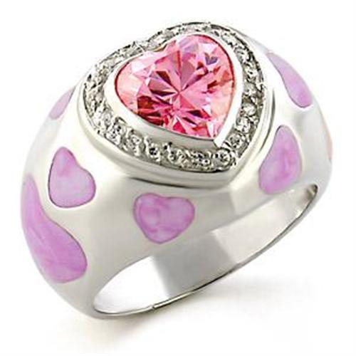 JCEA517 High-Polished 925 Sterling Silver Ring with AAA Grade CZ  in Rose