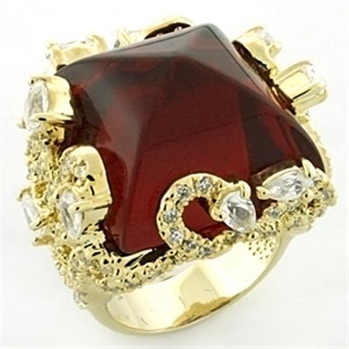 JCEA682 Gold Brass Ring with Synthetic Synthetic Glass in Siam