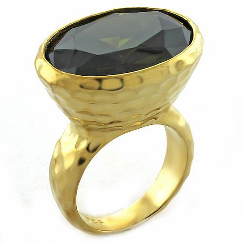 JCEAS1011 Gold 925 Sterling Silver Ring with AAA Grade CZ  in Peridot