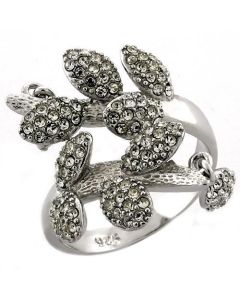 JCEAS1053 Rhodium 925 Sterling Silver Ring with Top Grade Crystal  in Clear