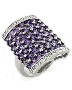 JCEAS1063 Rhodium 925 Sterling Silver Ring with AAA Grade CZ  in Amethyst