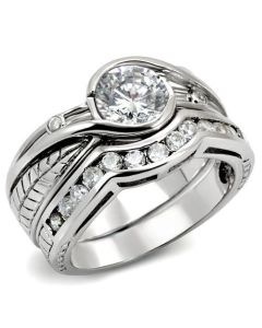 JCEAS1215 Rhodium 925 Sterling Silver Ring with AAA Grade CZ  in Clear