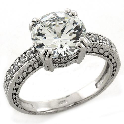 JCEAS1223 Rhodium 925 Sterling Silver Ring with AAA Grade CZ  in Clear