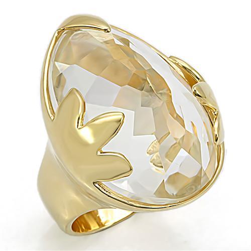 JCES206 Gold 925 Sterling Silver Ring with Genuine Stone  in Clear