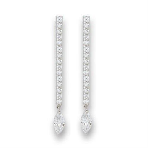 JCE11207 Rhodium 925 Sterling Silver Earrings with AAA Grade CZ  in Clear-Default Title