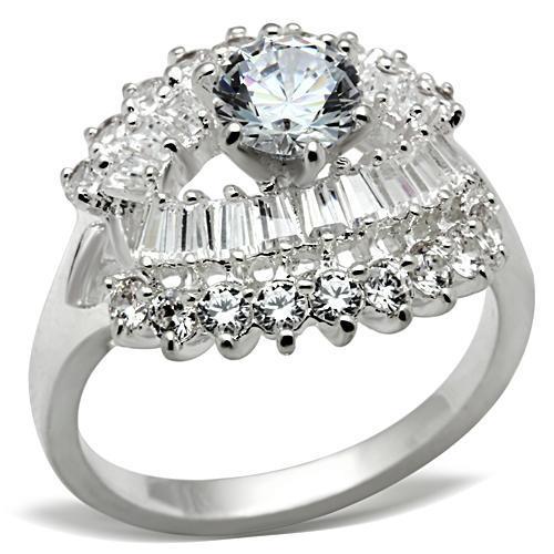 JCE026 Silver 925 Sterling Silver Ring with AAA Grade CZ  in Clear