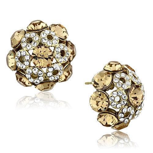 JCE1458 IP Gold(Ion Plating) Stainless Steel Earrings with Top Grade Crystal  in Citrine Yellow