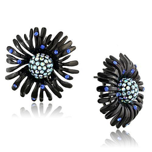 JCE1476 IP Black(Ion Plating) Stainless Steel Earrings with Top Grade Crystal  in Multi Color