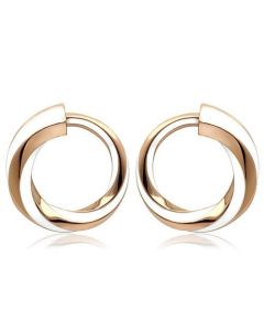 JCE1488 IP Rose Gold(Ion Plating) Stainless Steel Earrings with Epoxy  in White