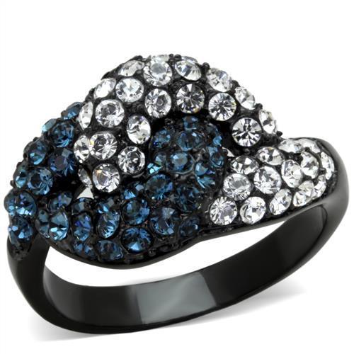 JCE1833 IP Black(Ion Plating) Stainless Steel Ring with Top Grade Crystal  in Montana