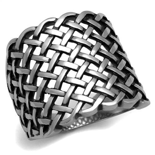 JCE2333 High polished (no plating) Stainless Steel Ring with Epoxy  in Jet