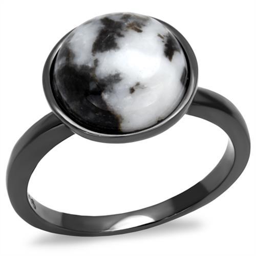 JCE2902 IP Light Black  (IP Gun) Stainless Steel Ring with Semi-Precious Hematite in Multi Color