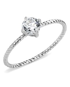 JCE3604 No Plating Stainless Steel Ring with AAA Grade CZ  in Clear