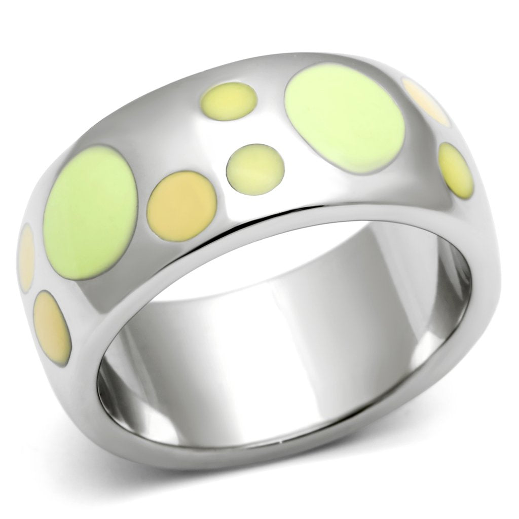 JCE513 High polished (no plating) Stainless Steel Ring with Epoxy  in Multi Color