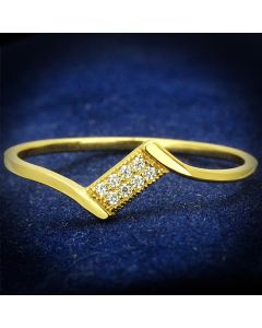 JCE594 Gold 925 Sterling Silver Ring with AAA Grade CZ  in Clear
