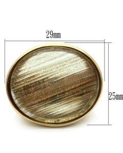 JCE002 IP Gold(Ion Plating) Brass Ring with Synthetic Synthetic Rutile in Topaz
